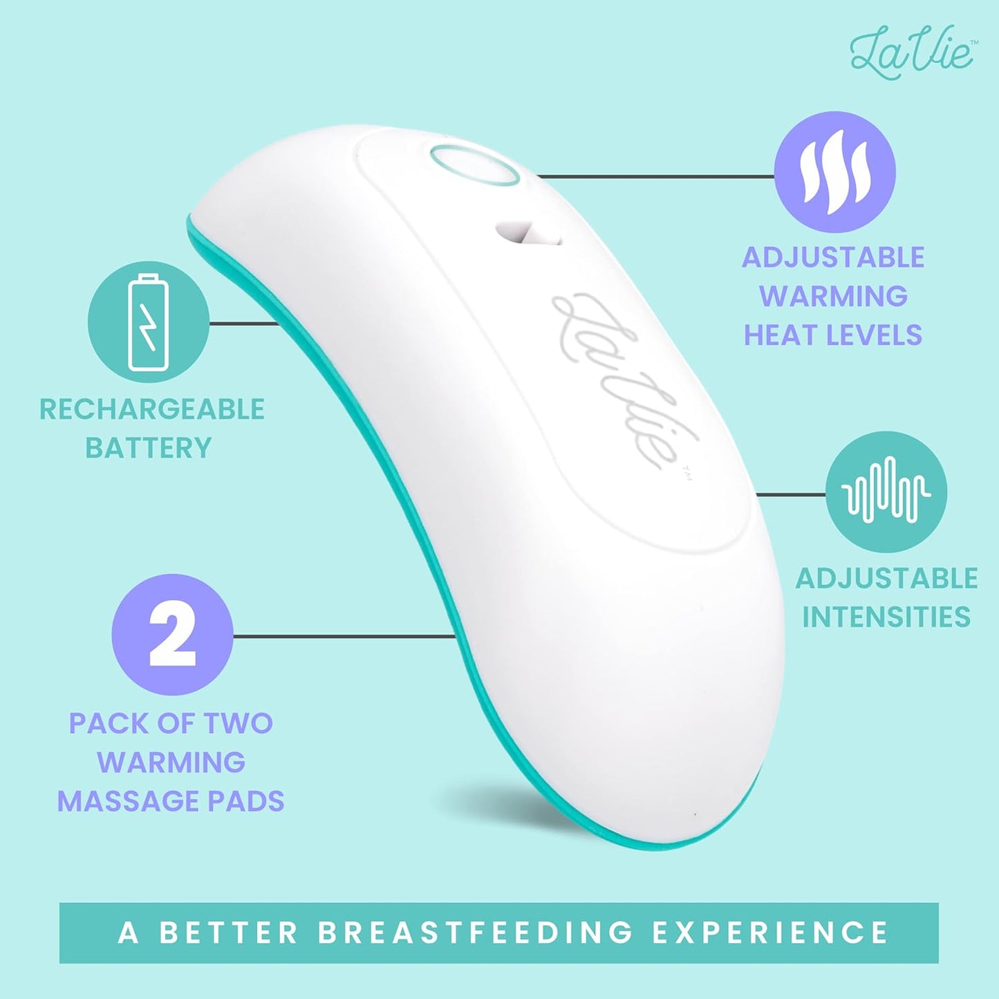 The Lavie 3-In-1 Warming Lactation Massager Bundle with Lavie Silver Nursing Cups, Soothing Protection for Nursing Nipples, Calming Relief for Breastfeeding Moms, Silver Nipple Covers All Natural