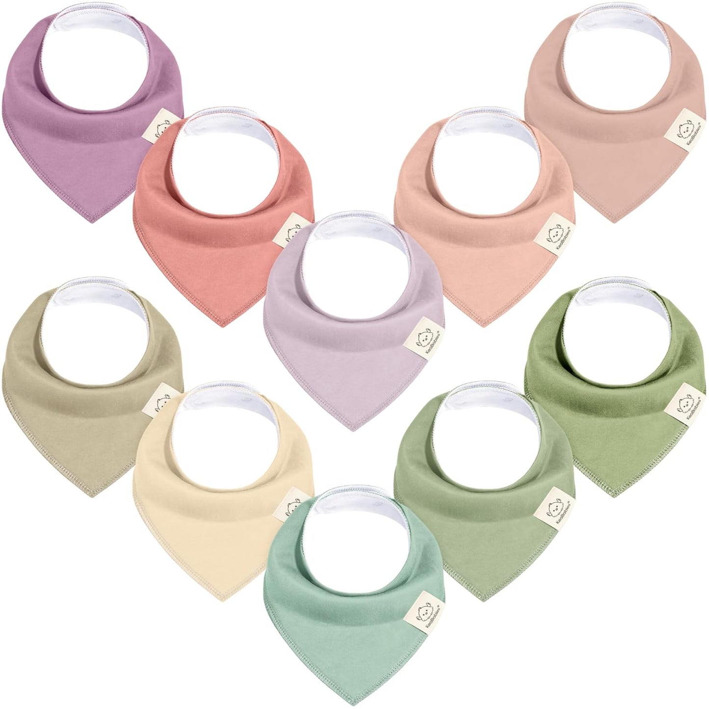 10-Pack Organic Baby Bandana Bibs - Organic Cotton Bandana Bibs for Boys, Girls, Super Absorbent Bandana Drool Bibs, Teething Bibs, Baby Bibs for Infant, Toddler (Tea Party)