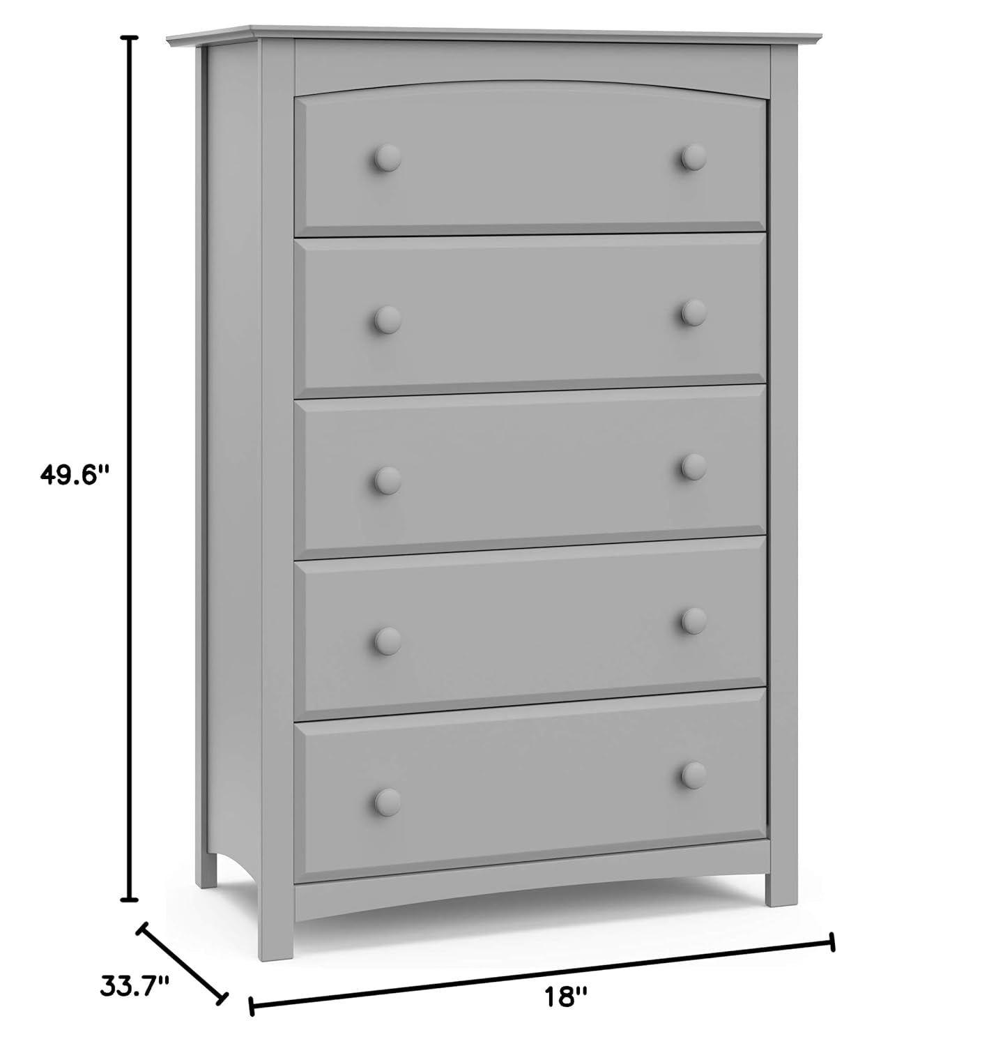 Storkcraft Kenton 5 Drawer Dresser (Pebble Gray) – Dresser for Kids Bedroom, Nursery Dresser Organizer, Chest of Drawers for Bedroom with 5 Drawers, Universal Design for Children’S Bedroom