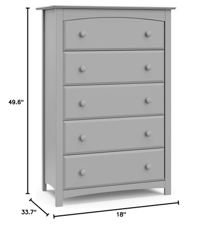 Storkcraft Kenton 5 Drawer Dresser (Pebble Gray) – Dresser for Kids Bedroom, Nursery Dresser Organizer, Chest of Drawers for Bedroom with 5 Drawers, Universal Design for Children’S Bedroom