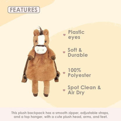 MON AMI Truffles Horse Soft Plush Backpack 21” Toddler Backpack for Boys/Girls, Kids Everyday Travel Backpack, Adjustable Straps, Stuffed Animal Toy Bag, Ideal Gift for Christmas