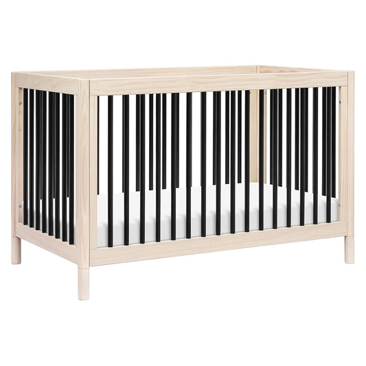 Babyletto Gelato 4-In-1 Convertible Crib with Toddler Bed Conversion in Washed Natural and Black, Greenguard Gold Certified