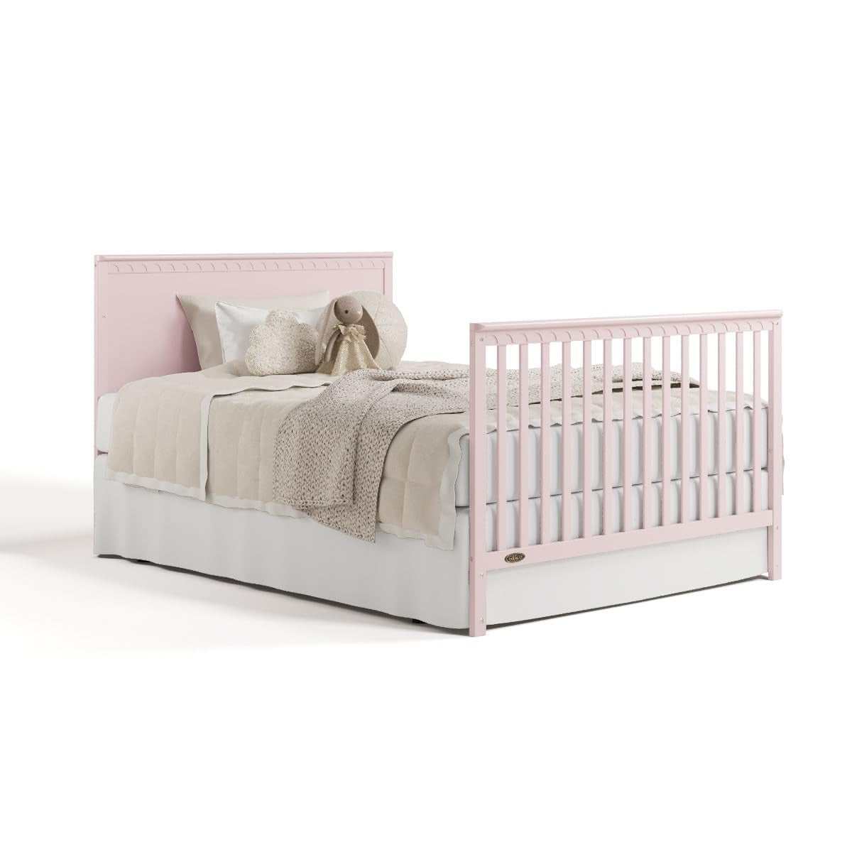 Graco Sasha 5-In-1 Convertible Crib with Storage Drawer (Blush) – GREENGUARD Gold Certified Baby Crib Crafted from Wood, Converts to Toddler Bed, Daybed, and Full-Size Bed