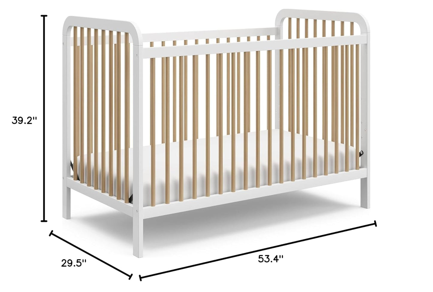 Storkcraft Pasadena 3-In-1 Convertible Crib (White with Driftwood) – GREENGUARD Gold Certified, Converts to Daybed and Toddler Bed, Fits Standard Full-Size Crib Mattress, Adjustable Mattress Height