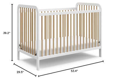 Storkcraft Pasadena 3-In-1 Convertible Crib (White with Driftwood) – GREENGUARD Gold Certified, Converts to Daybed and Toddler Bed, Fits Standard Full-Size Crib Mattress, Adjustable Mattress Height