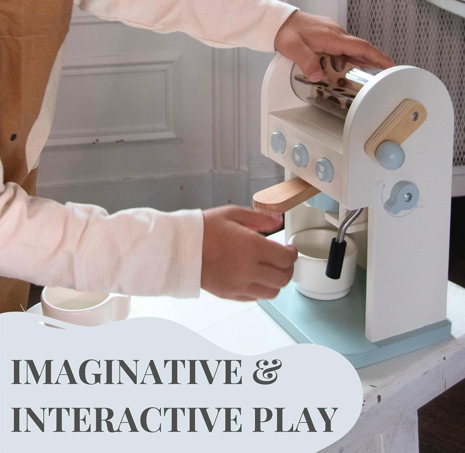 Toy Coffee Maker for Kids - Wooden Coffee Maker Toy for Imaginative Play - Kids Coffee Maker Playset for Skill Development - Boosts Imagination with Play Coffee Maker Set for Kids