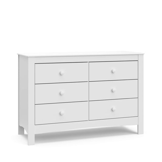 Graco Noah 6 Drawer Double Dresser (White) - GREENGUARD Gold Certified, 6 Drawer Double Dresser for Kids Bedroom or Nursery, Bedroom Furniture Dresser, Universal Design for Nursery and Kids Bedroom