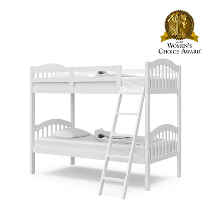 Storkcraft Long Horn Twin-Over-Twin Bunk Bed (White) - GREENGUARD Gold Certified, Converts to 2 Individual Twin Beds