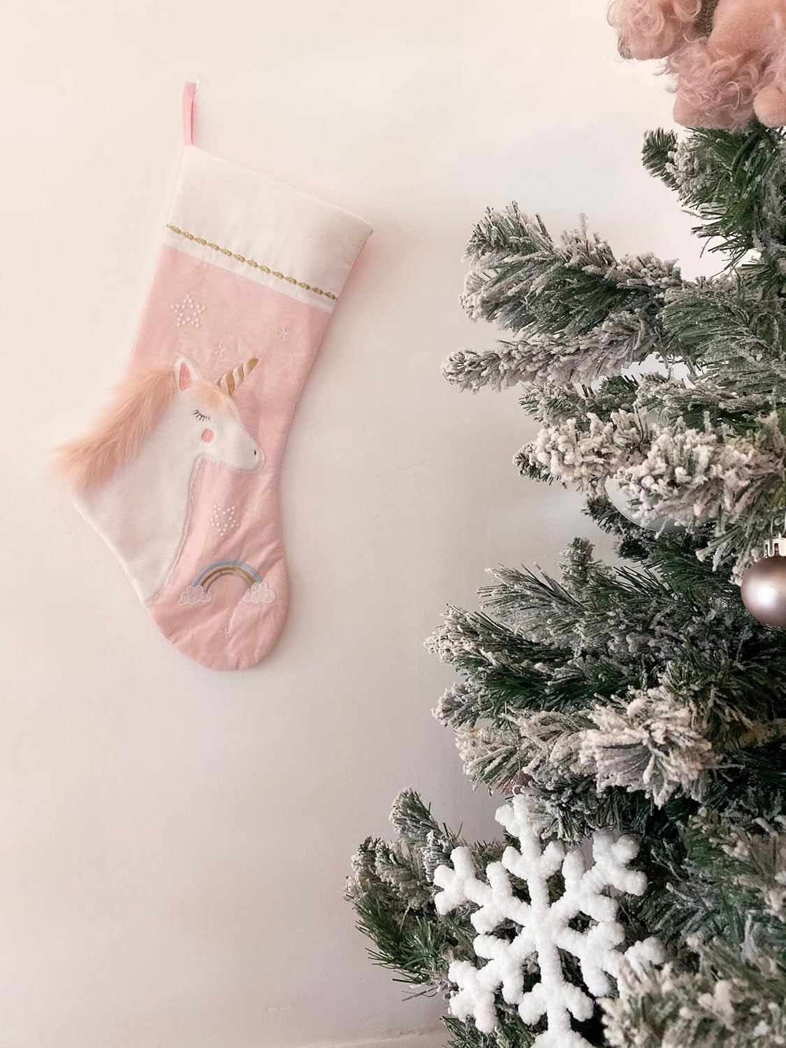 MON AMI Pink Unicorn Christmas Stocking – 21” |Perfect for Monogramming, Christmas Décor, Christmas Socks & Decorations, for Family & Kids