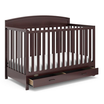 Graco Benton 5-In-1 Convertible Crib (Espresso) – GREENGUARD Gold Certified, Converts from Baby Crib to Toddler Bed, Daybed and Full-Size Bed, Fits Standard Full-Size Crib Mattress