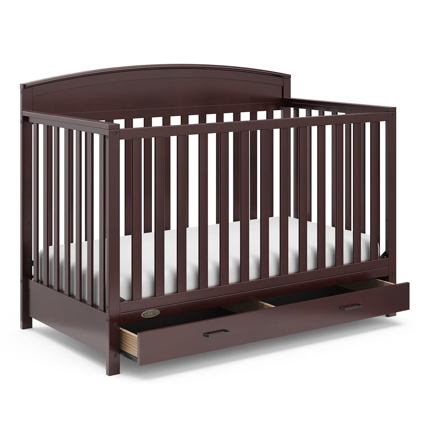 Graco Benton 5-In-1 Convertible Crib with Drawer (Pebble Gray) -Converts from Baby Crib to Toddler Bed, Daybed and Full-Size Bed,Fits Standard Full-Size Crib Mattress, Adjustable Mattress Support Base