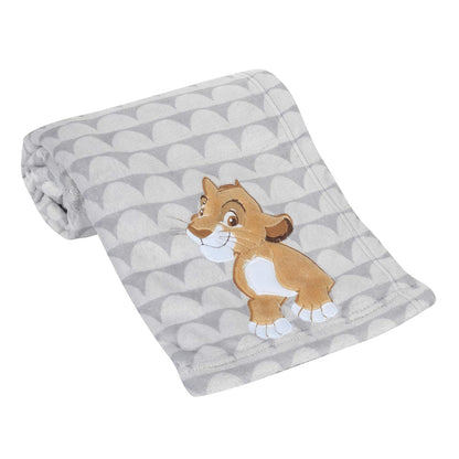 Lambs & Ivy Disney Baby the Lion King Gray Fleece Appliqued Baby Blanket