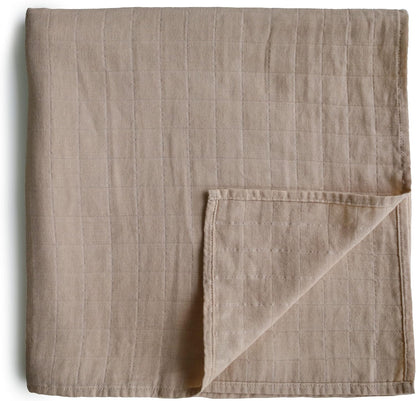 Mushie Muslin Baby Swaddle Blanket | 100% Organic Cotton (Natural)