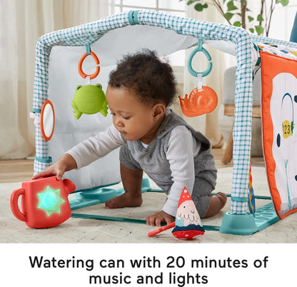 Fisher-Price Baby Playmat 3-In-1 Crawl & Play Activity Gym, Cottage Theme with Tunnel & Developmental Toys for Newborns 0+ Months