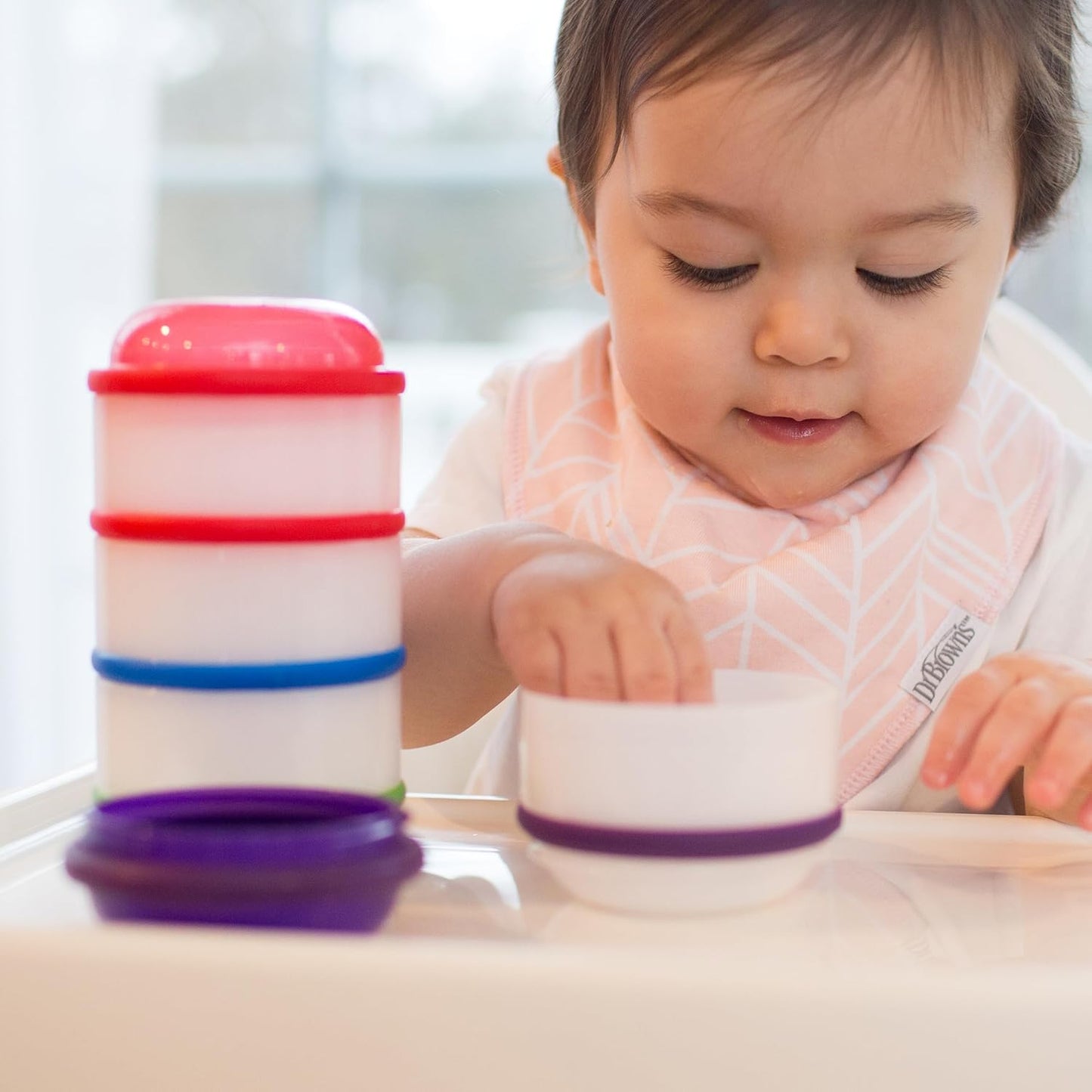 Dr. Brown'S Stackable Snack-A-Pillar Snack and Dipping Cups for Toddlers and Baby Food Storage Containers, BPA Free - 4-Pack