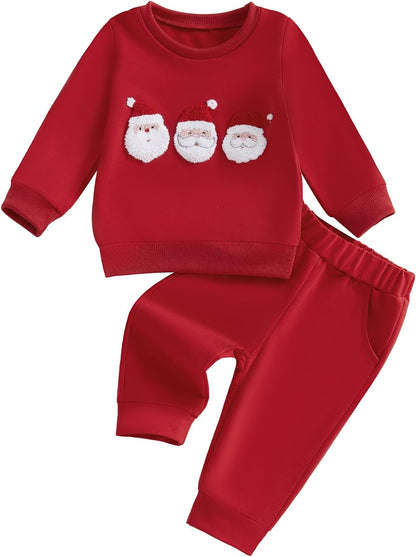 Toddler Baby Boy Girl Christmas Outfits Truck Tree Print Long Sleeve Sweatshirts Pants Fall Infant 2Pcs Clothes