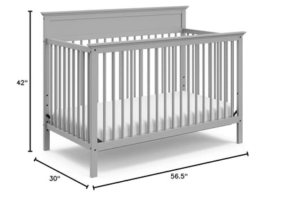 Storkcraft Carmel 5-In-1 Convertible Crib (Pebble Gray) - GREENGUARD Gold Certified, Converts to Toddler Bed & Full-Size Bed, Fits Standard Full-Size Crib Mattress, 4 Adjustable Mattress Heights