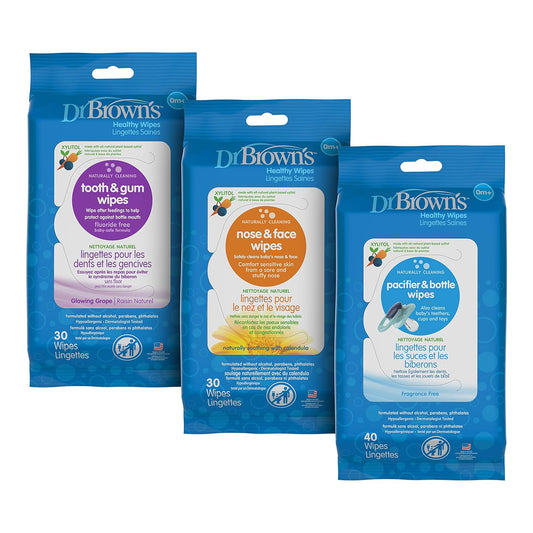 Dr. Brown'S Healthy Wipes for Babies and Toddlers, 40 Count, Variety 3 Pack