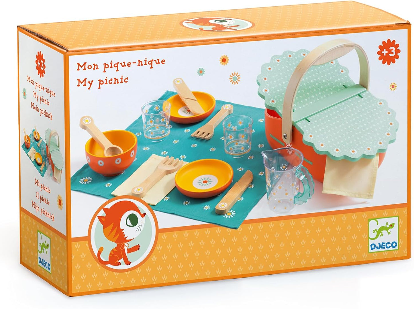 DJECO Role Play My Picnic Playset - Pretend Play Picnic Adventure - Convenient Size Toys, Fun & Social Activity for Family & Friends - Perfect for Children Ages 3+ Years