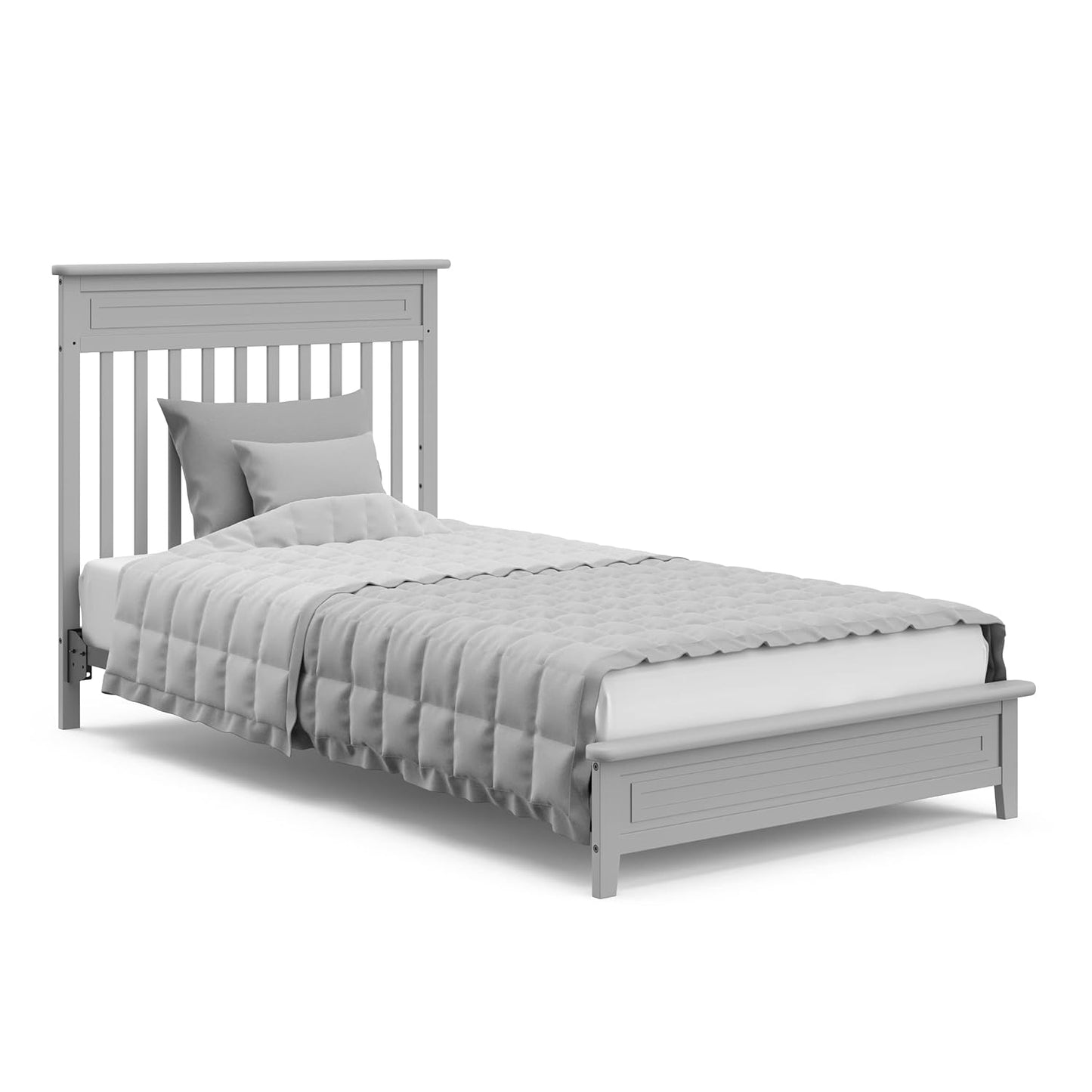 STORKCRAFT Petal 4-In-1 Convertible Mini Crib (Pebble Gray) – GREENGUARD Gold Certified, Converts to Daybed and Twin-Size Bed, Includes Bonus 2.75-Inch Mini Crib Mattress