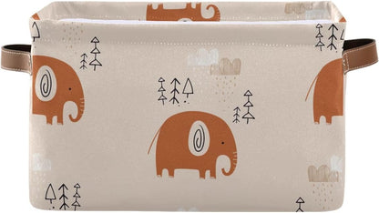 CHIFIGNO Handdrawn Dino Cute Basket Storage, Single Waterproof Canvas Storage Bin, Reinforced with Steel Ring