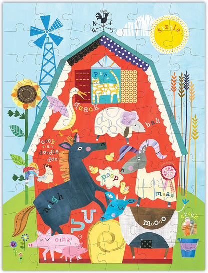 C.R Gibson BJP7-22043 Busy Barnyard 60-Piece Jigsaw Puzzle for Kids, 18'' W X 24'' H