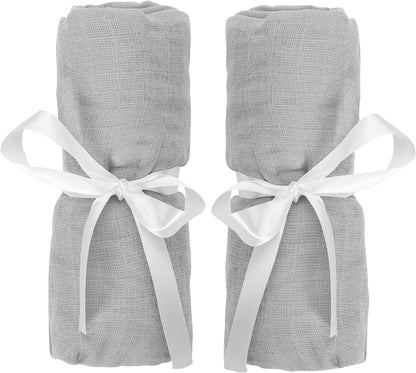 Newton Baby Fitted Sheets for Bassinet & Bedside Sleeper (2-Pack) - 100% Breathable, Washable and Ultra-Soft, 100% Muslin Cotton, 19" X 35", Grey