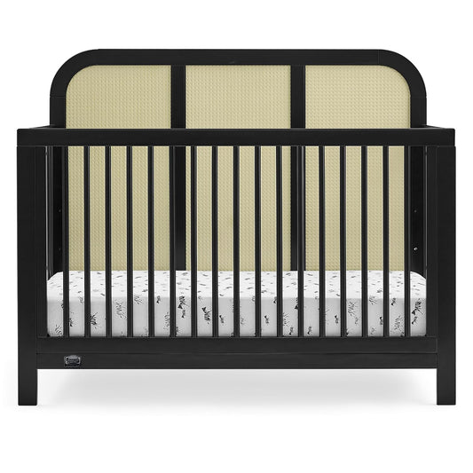 Simmons Kids Theo 6-In-1 Convertible Crib - Greenguard Gold Certified, Black/Textured Almond