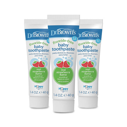 Dr. Brown'S Fluoride-Free Baby Toothpaste, Infant & Toddler Oral Care, Mixed Fruit, 3-Pack, 1.4Oz/40G, 0-3 Years