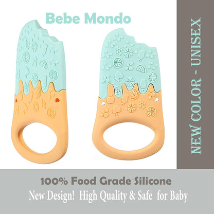 Teething Toys 3-6 Months, Teethers for Babies 3-6 6-12 Months for Teething Relief, Baby Teether Teething Toys 100% Silicone, Newborn Infant Sensory Baby Toys 0-6 Months, Bebe Mondo (Ice Cream)