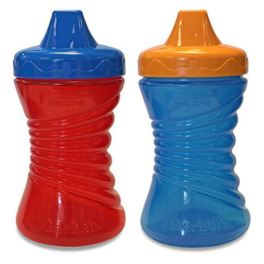 NUK Fun Grips Hard Spout Sippy Cup, 10 Oz. | Easy to Hold, BPA Free, Spill Proof Toddler Cup, 2Pk, Blue and Green