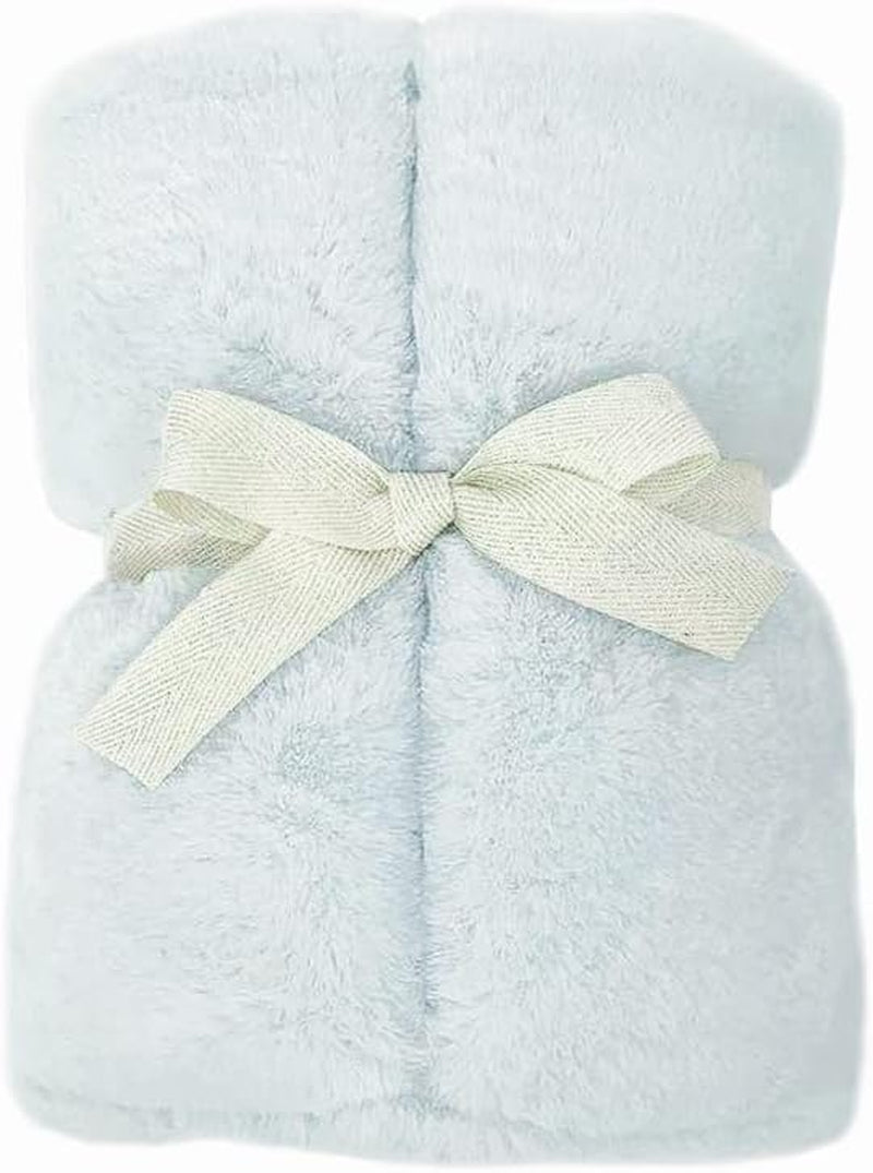 MON AMI Charmante Powder Blue Faux Fur Baby Blanket – 35X29”, Cotton Muslin Lined, Comfortable Travel Blanket, Nursery Bed Blanket, Toddlers Blanket