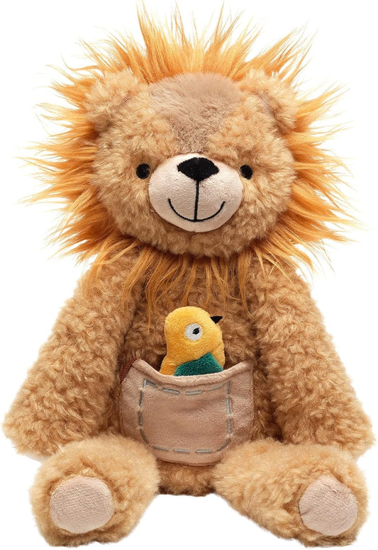 Lambs & Ivy Jungle Friends Plush Lion with Bird Stuffed Animal Toy - Everett