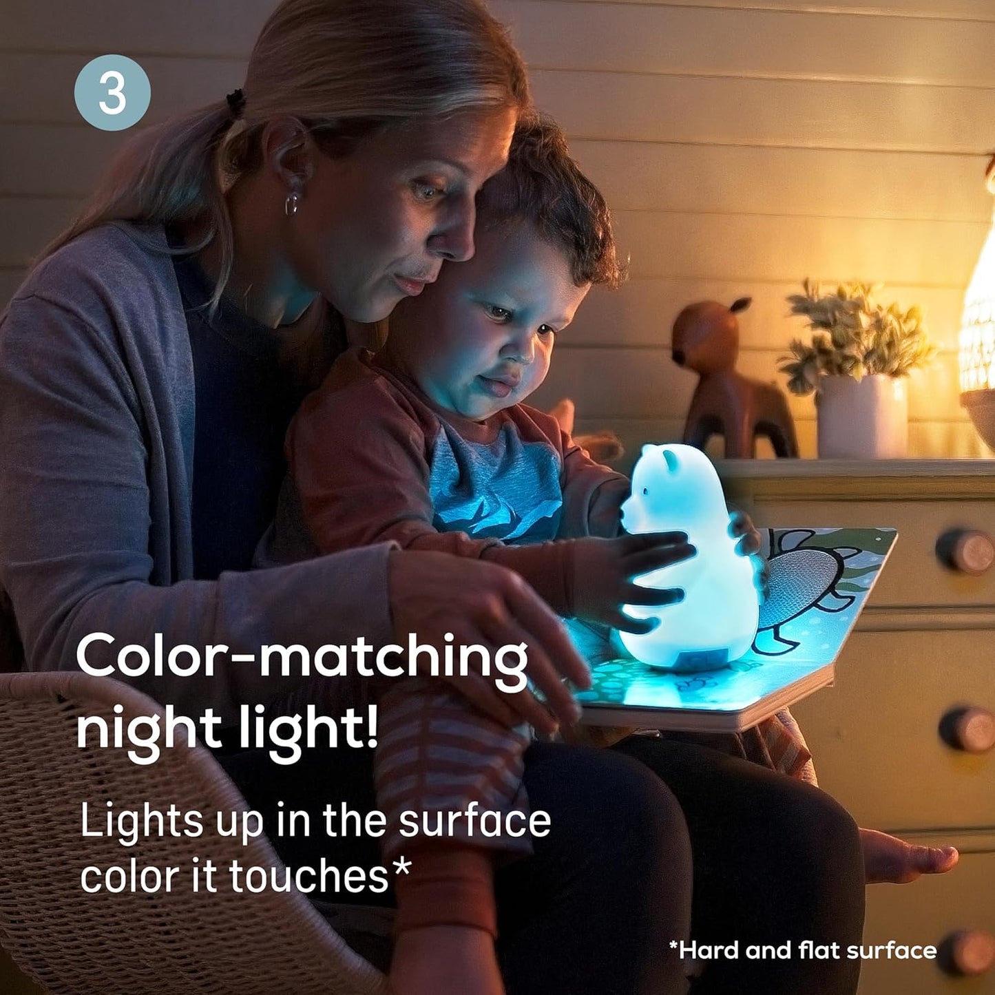 Lumicolor Bear Baby Night Light, Color-Changing and Rechargeable Kids Night Light