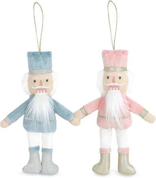 MON AMI Pastel Nutcrackers Hanging Ornament – 2 Pcs, 6.5” Each, Stuffed Nutcracker Christmas Tree Ornament