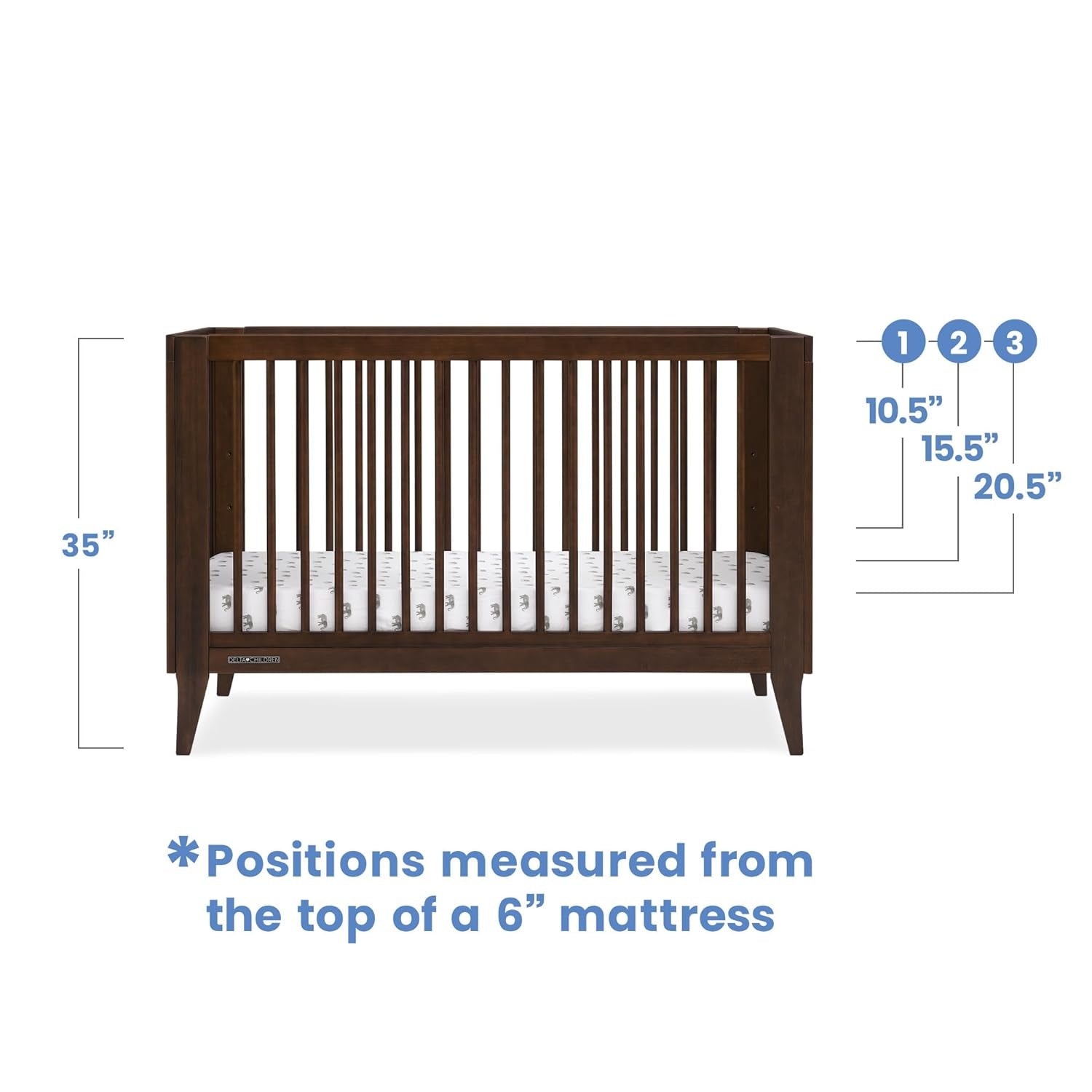 Delta Children Ollie 4-In-1 Convertible Crib - Greenguard Gold Certified, Walnut Espresso