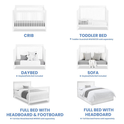 Delta Children Brooks 6-In-1 Convertible Crib - Greenguard Gold Certified, Bianca White