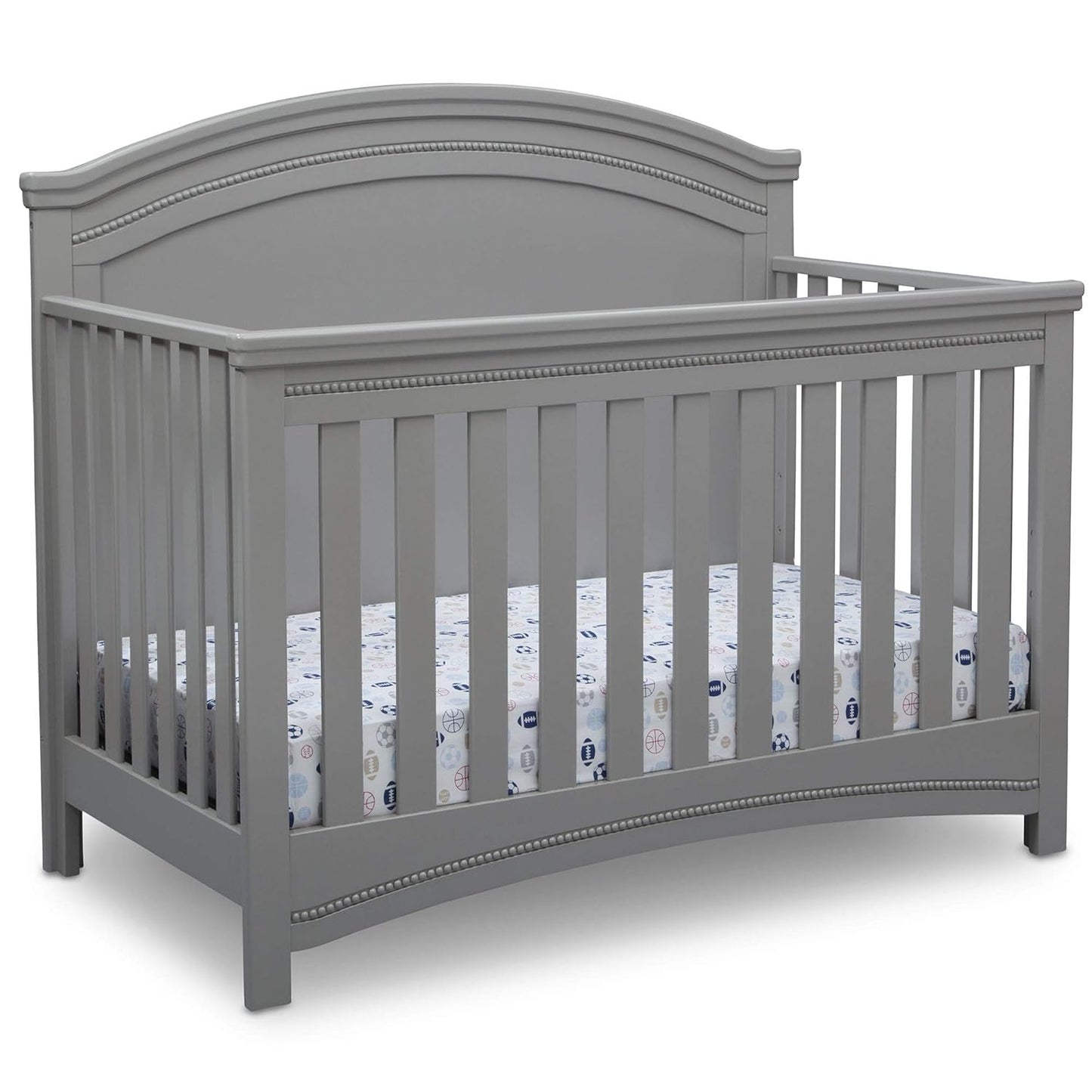 Delta Children Simmons Kids Slumbertime Emma 4-In-1 Convertible Baby Crib N More - Greenguard Gold Certified, Bianca White