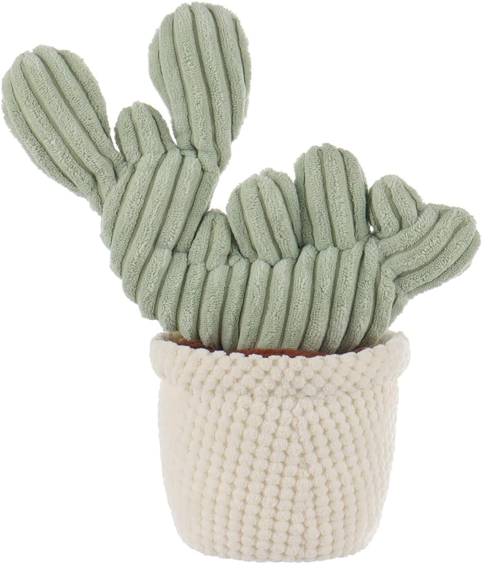 Apricot Lamb Soft Cactus Plant Plush Toy, Stuffed Green Pot, Kawaii Plushie for Kids, 12"