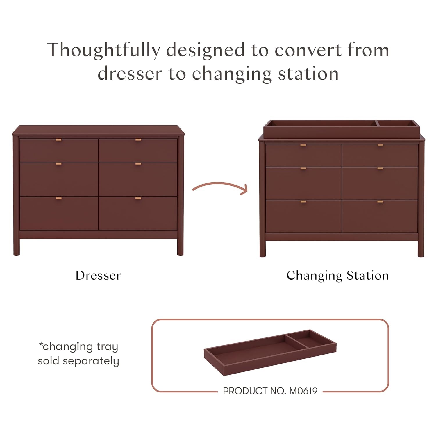 Babyletto Bondi 6-Drawer Assembled Dresser in Forest Green with Vegan Leather Drawer Pulls, Greenguard Gold Certified