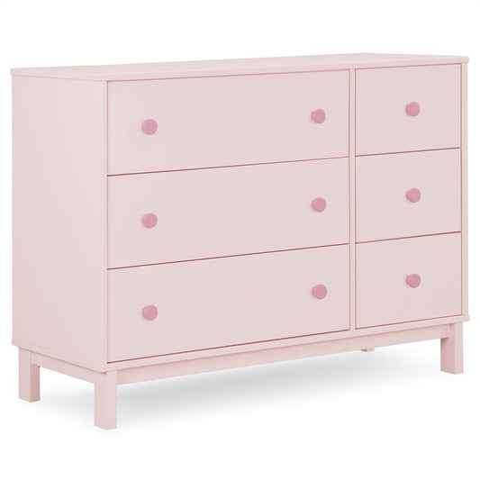 GAP Babygap Legacy 6 Drawer Dresser with Interlocking Drawers - Greenguard Gold Certified, Blush Pink/Dark Pink