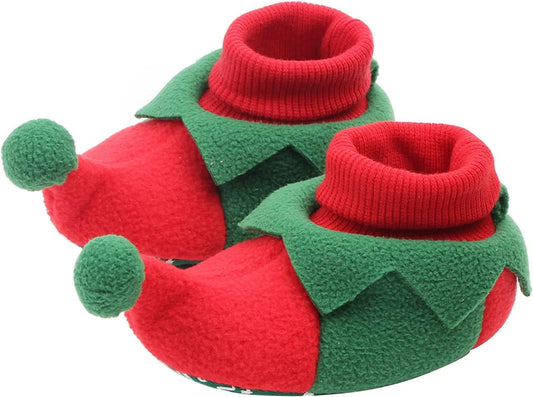 DSORVICD Newborn Baby Christmas Shoes Santa Slippers Booties Elf Fleece Shoes Winter Warm First Walking Shoes