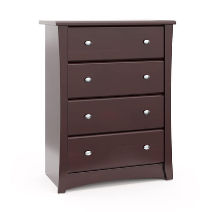 Storkcraft Crescent 3 Drawer Combo Dresser (Espresso) – Baby and Kids Bedroom Organizer, Nursery Chest, Storage Dresser with Drawers, Universal Design