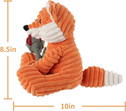 Apricot Lamb Toys Plush Corduroy Orange Fox with Rose Stuffed Animal Soft Cuddly for Kids Girlfriend Mother'S Day Valentine'S Day, 8.5 Inches