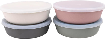 Weesprout Bamboo Kids Bowls, Set of Four 10 Oz Kid-Sized Bamboo Bowls, Dishwasher Safe Kid Bowls (Pink, Green, Gray, & Beige)