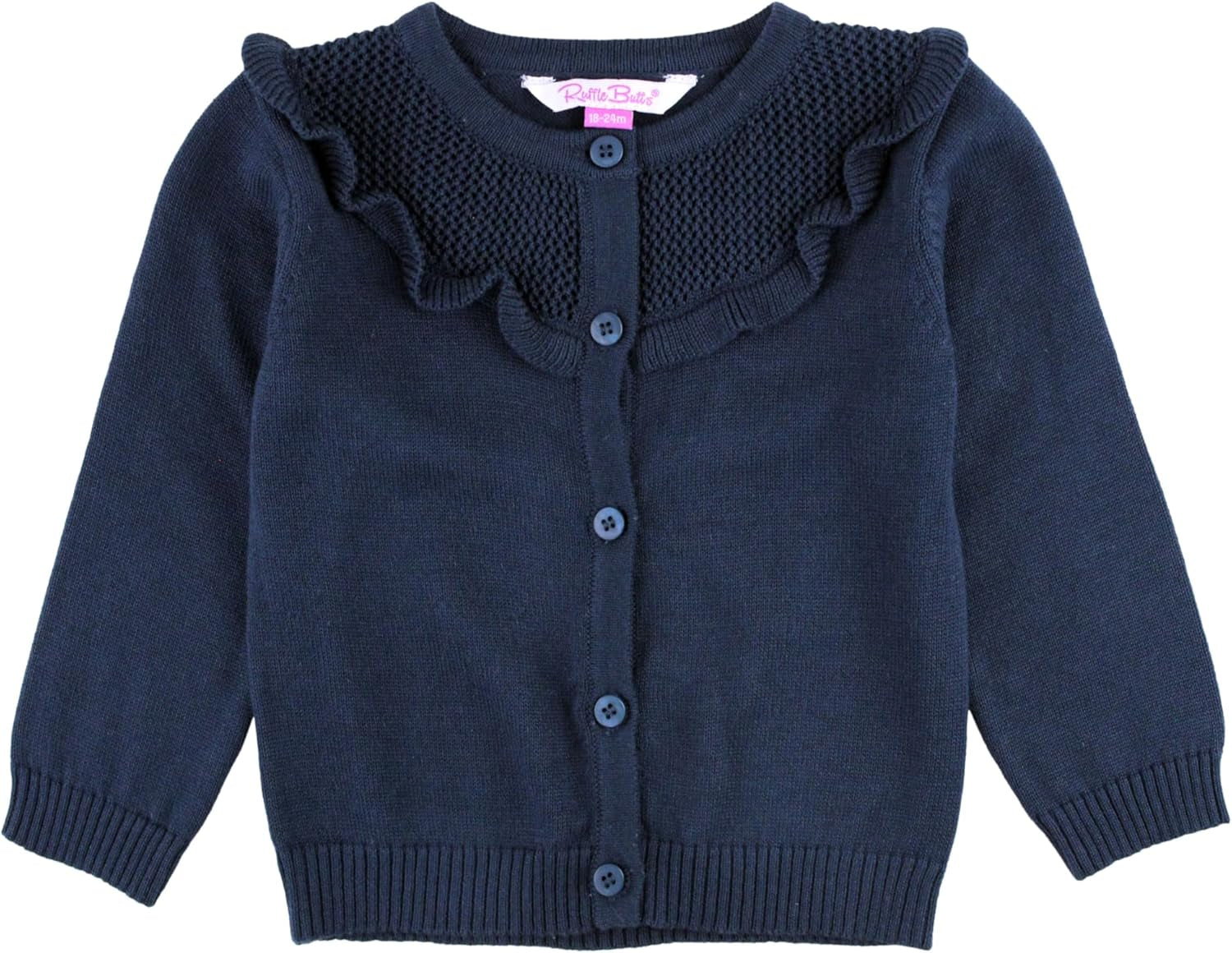 Rufflebutts® Baby/Toddler Girls Ruffled Long Sleeve Cardigan Button-Up Sweater