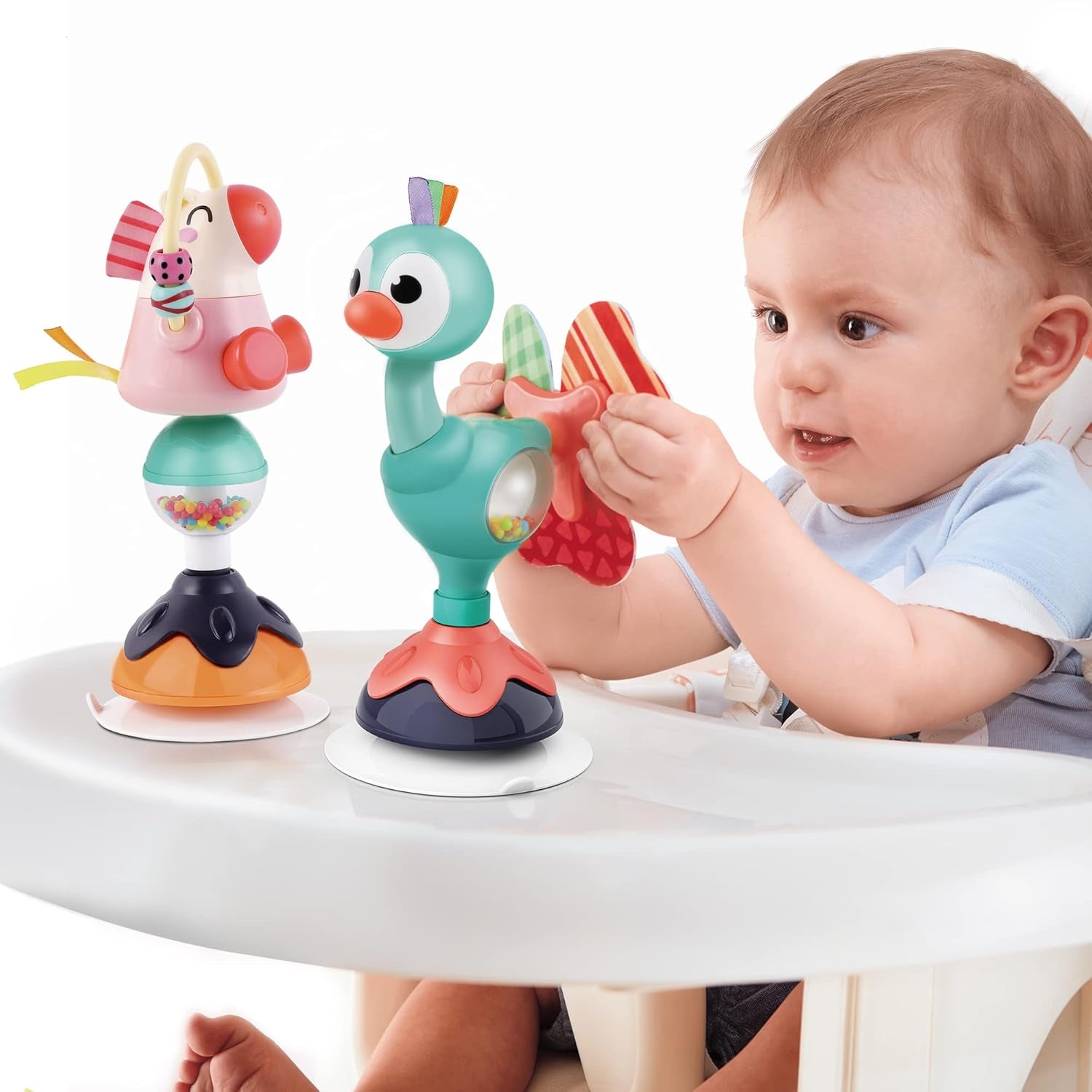 Iplay, Ilearn Baby Rattles Set, Infant High Chair Toys W/Suction Cup, Grab N Spin, Interactive Development Baby Tray Toy, Newborn Gifts for 6, 9, 12, 18, 24 Months, 1 2 Year Olds, Boys Girls Kids