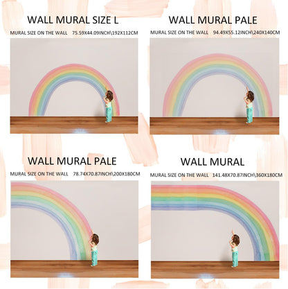 Funlife Fabric Large Rainbow Wall Mural Stickers Peel and Stick, Precut Giant Left Vibrant Half Watercolor Rainbow Wall Decals for Girls Bedroom Kids Nursery Room Playroom, 78.74" X 70.87"