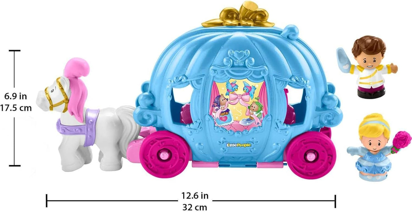 Fisher-Price Little People Toddler Toy Disney Princess Cinderella’S Dancing Carriage Playset with Figures for Pretend Play Ages 18+ Months​