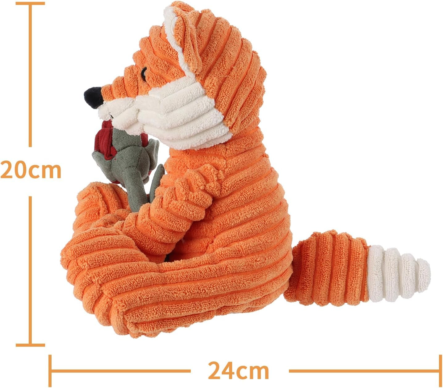 Apricot Lamb Toys Plush Corduroy Orange Fox with Rose Stuffed Animal Soft Cuddly for Kids Girlfriend Mother'S Day Valentine'S Day, 8.5 Inches